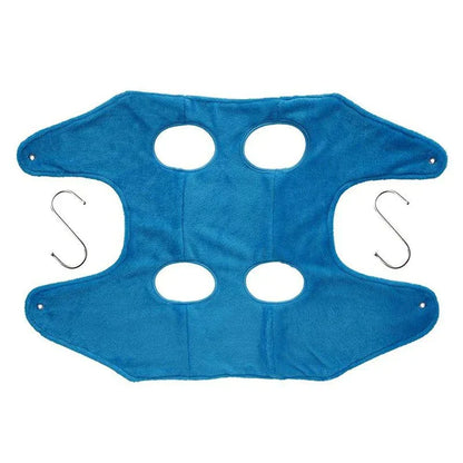 Portable pet dog and cat grooming hammock made of breathable durable material for baths, brushing, trimming, and nail clipping